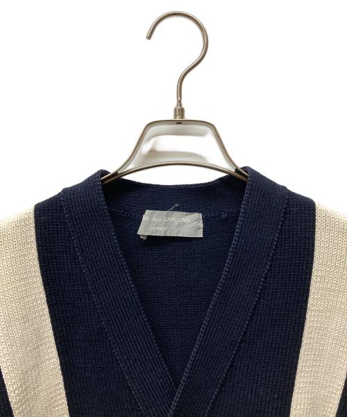 COMME des GARCONS HOMME（コムデギャルソン オム）COMME des GARCONS HOMME (コムデギャルソン オム) アーカイブコットンカーディガン ネイビー×ホワイト サイズ:記載なしの古着・服飾アイテム