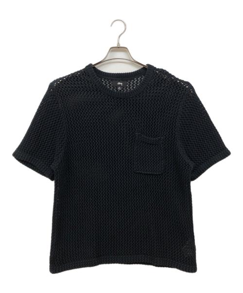 stussy（ステューシー）stussy (ステューシー) 半袖ニット ブラック サイズ:Mの古着・服飾アイテム