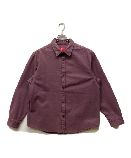 SUPREME（シュプリーム）Supreme (シュプリーム) LOGO TAPING WORK SHIRT パープル サイズ:Lの古着・服飾アイテム