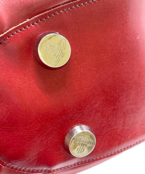 Vivienne Westwood（ヴィヴィアンウエストウッド）Vivienne Westwood (ヴィヴィアンウエストウッド) ヤスミン オーブ刺繍レザーハンドバッグ レッドの古着・服飾アイテム
