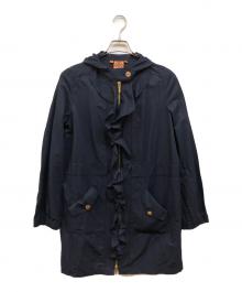 TORY BURCH（トリーバーチ）の古着「ナイロンフリル フーデッドコート」｜ネイビー