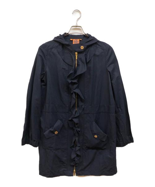 TORY BURCH（トリーバーチ）TORY BURCH (トリーバーチ) ナイロンフリル フーデッドコート ネイビー サイズ:8の古着・服飾アイテム