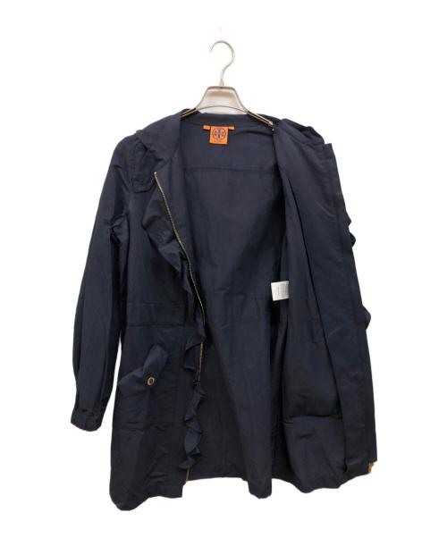 TORY BURCH（トリーバーチ）TORY BURCH (トリーバーチ) ナイロンフリル フーデッドコート ネイビー サイズ:8の古着・服飾アイテム