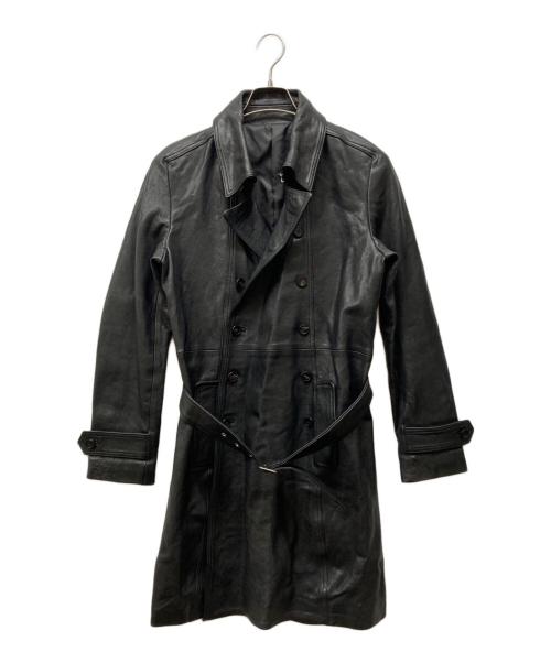 NO ID.（ノーアイディー）NO ID. (ノーアイディー) ラムレザーWブレストコート ブラック サイズ:1の古着・服飾アイテム