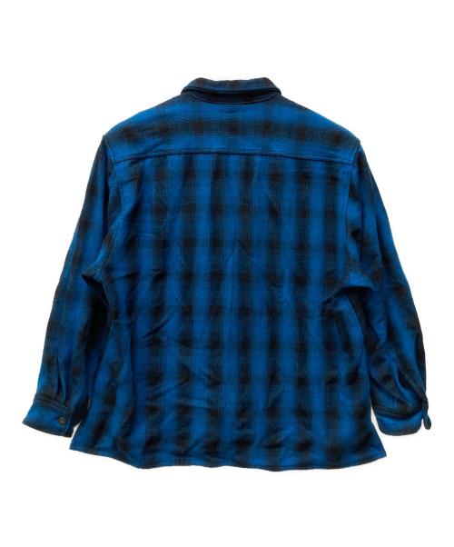 HIDE AND SEEK（ハイドアンドシーク）HIDE AND SEEK (ハイドアンドシーク) Wool Ombre Check L/S Jacket ブルー サイズ:L-HSの古着・服飾アイテム