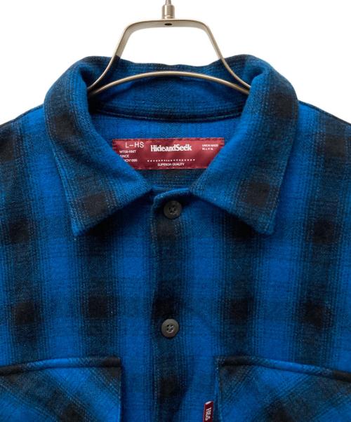 HIDE AND SEEK（ハイドアンドシーク）HIDE AND SEEK (ハイドアンドシーク) Wool Ombre Check L/S Jacket ブルー サイズ:L-HSの古着・服飾アイテム