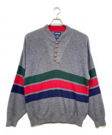 LAND'S END（ランズエンド）の古着「ヘンリーネッククルミボタンニット」｜グレー