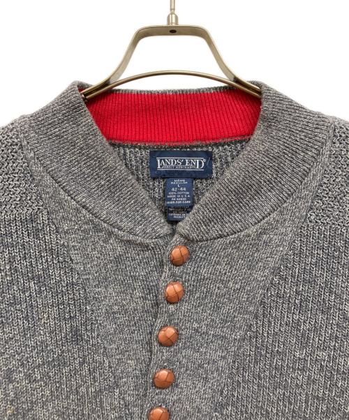 LAND'S END（ランズエンド）LAND'S END (ランズエンド) ヘンリーネッククルミボタンニット グレー サイズ:Lの古着・服飾アイテム