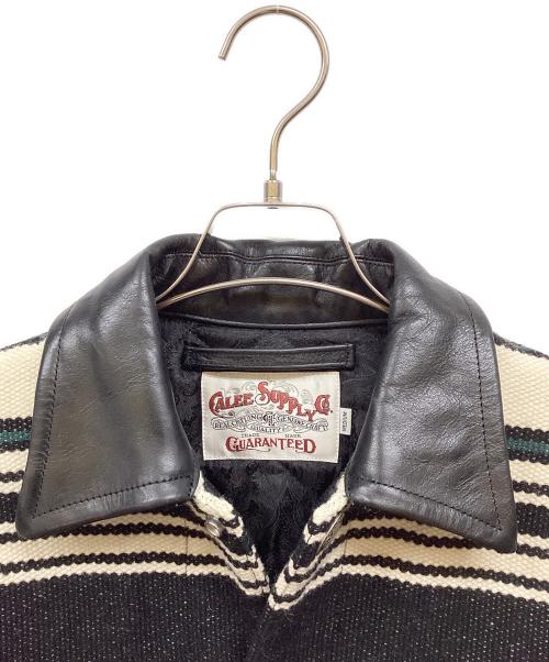 CALEE（キャリー）CALEE (キャリー) メルトン カウレザー ボーダー ジャケット グリーン サイズ:Mの古着・服飾アイテム