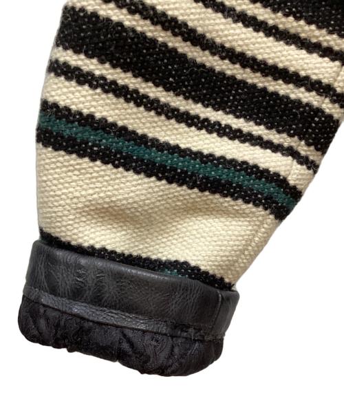 CALEE（キャリー）CALEE (キャリー) メルトン カウレザー ボーダー ジャケット グリーン サイズ:Mの古着・服飾アイテム