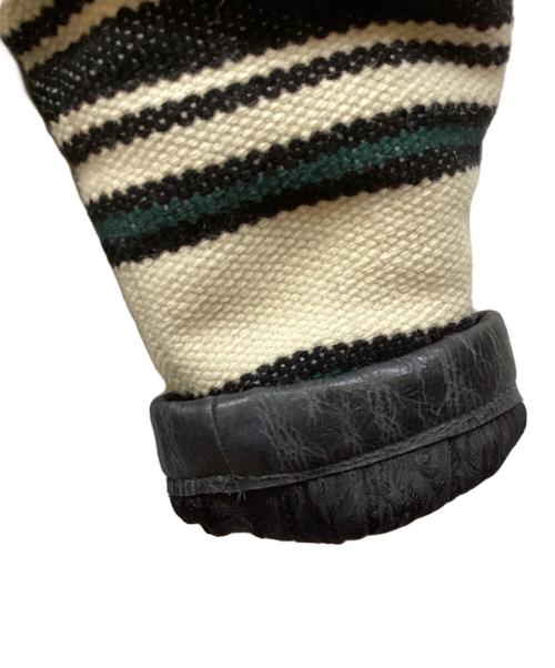 CALEE（キャリー）CALEE (キャリー) メルトン カウレザー ボーダー ジャケット グリーン サイズ:Mの古着・服飾アイテム