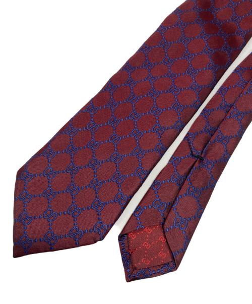 GUCCI（グッチ）GUCCI (グッチ) ネクタイ レッド×ネイビー サイズ:148×8ｃｍの古着・服飾アイテム