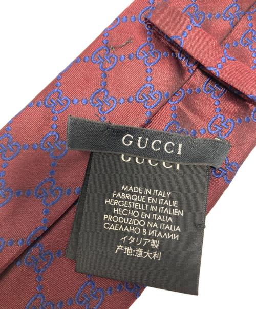 GUCCI（グッチ）GUCCI (グッチ) ネクタイ レッド×ネイビー サイズ:148×8ｃｍの古着・服飾アイテム