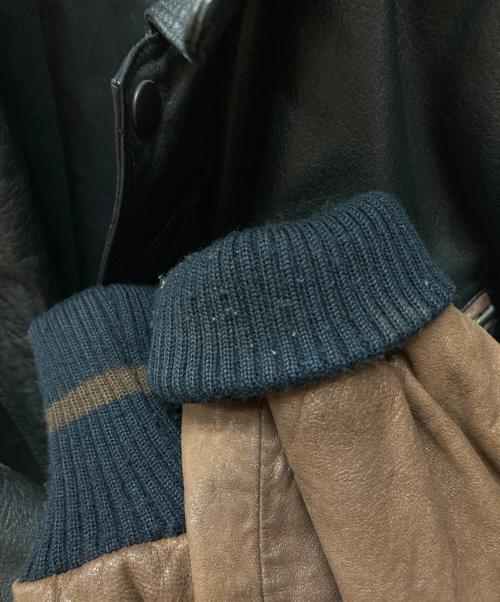 marc buchanan Pelle Pelle（ペレ ペレ マーク ブキャナン）marc buchanan pelle pelle (ペレ ペレ マーク ブキャナン) 切替レザージャケット ブラック×ブラウン サイズ:36の古着・服飾アイテム