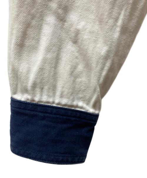 Muller & Bros（ミューラーアンドブロス）Muller & Bros (ミューラーアンドブロス) 襟切替シャツ ホワイト×インディゴ サイズ:15　1/2の古着・服飾アイテム