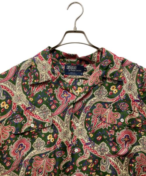 POLO RALPH LAUREN（ポロ・ラルフローレン）POLO RALPH LAUREN (ポロ・ラルフローレン) ペイズリー オープンカラーシャツ グリーン×レッド サイズ:XLの古着・服飾アイテム