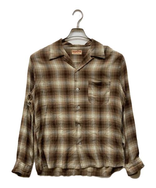 SUGAR CANE（シュガーケーン）SUGAR CANE (シュガーケーン) RAYON OMBRE CHECK OPEN SHIRT ブラウン サイズ:Mの古着・服飾アイテム