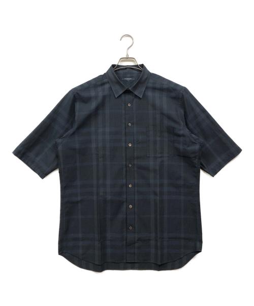 BURBERRY LONDON（バーバリーロンドン）BURBERRY LONDON (バーバリーロンドン) チェック柄ショートスリーブシャツ ネイビー サイズ:LLの古着・服飾アイテム