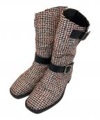 CHANELシャネル）の古着「ツイードサイドジップエンジニアブーツ」｜ピンク