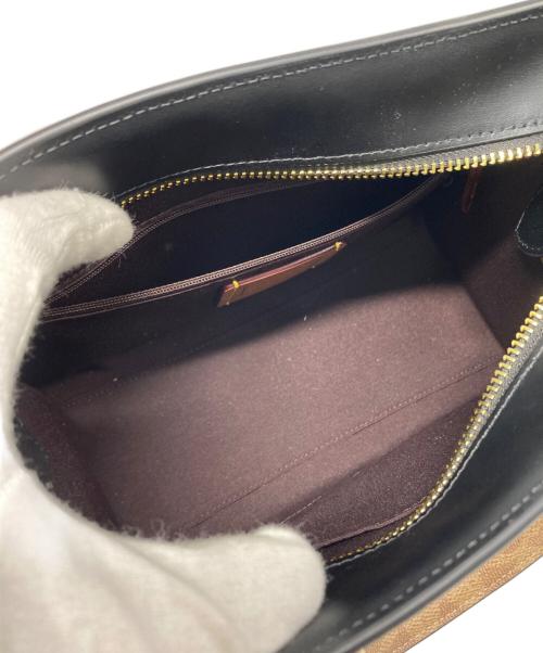 COACH（コーチ）COACH (コーチ) マギー スモール トート・ブロックド シグネチャー キャンバス ブラック×ブラウンの古着・服飾アイテム