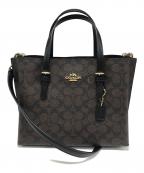 COACHコーチ）の古着「モリー トート バッグ 25・シグネチャー キャンバス」｜ブラック×ブラウン