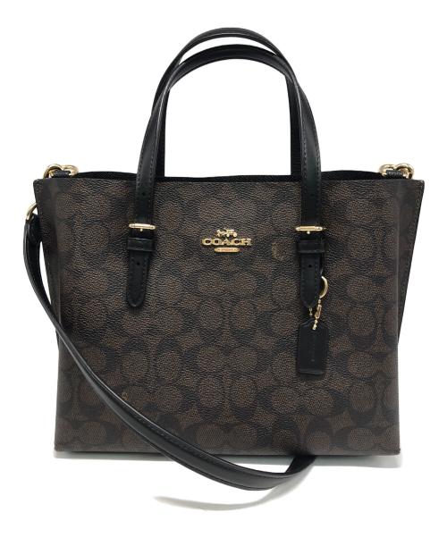 COACH（コーチ）COACH (コーチ) モリー トート バッグ 25・シグネチャー キャンバス ブラック×ブラウンの古着・服飾アイテム