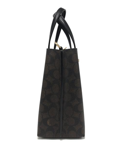 COACH（コーチ）COACH (コーチ) モリー トート バッグ 25・シグネチャー キャンバス ブラック×ブラウンの古着・服飾アイテム