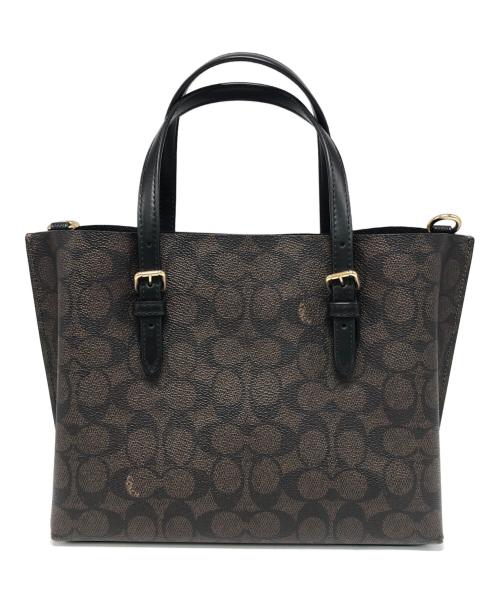 COACH（コーチ）COACH (コーチ) モリー トート バッグ 25・シグネチャー キャンバス ブラック×ブラウンの古着・服飾アイテム