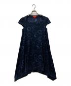 Vivienne Westwood RED LABELヴィヴィアンウエストウッドレッドレーベル）の古着「オーブ総柄ワンピース」｜ブラック×ネイビー