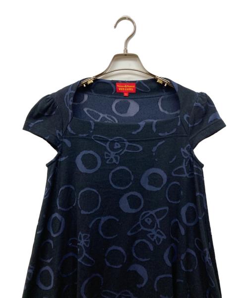 Vivienne Westwood RED LABEL（ヴィヴィアンウエストウッドレッドレーベル）Vivienne Westwood RED LABEL (ヴィヴィアンウエストウッドレッドレーベル) オーブ総柄ワンピース ブラック×ネイビー サイズ:2の古着・服飾アイテム