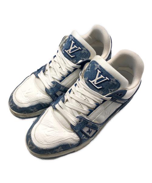 LOUIS VUITTON（ルイ ヴィトン）LOUIS VUITTON (ルイ ヴィトン) LVトレイナー ライン モノグラム デニム ローカット スニーカー ブルー インディゴ×ホワイト サイズ:８の古着・服飾アイテム