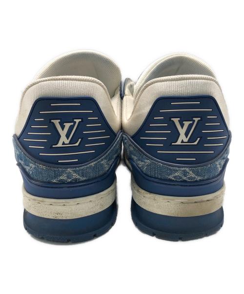 LOUIS VUITTON（ルイ ヴィトン）LOUIS VUITTON (ルイ ヴィトン) LVトレイナー ライン モノグラム デニム ローカット スニーカー ブルー インディゴ×ホワイト サイズ:８の古着・服飾アイテム