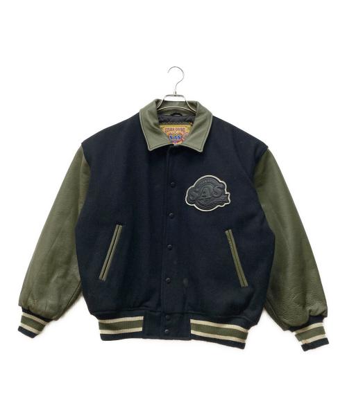 SAS SCUBADIVING（エス・エー・エス）SAS SCUBADIVING (エス・エー・エス) 襟付きスタジアムジャケット グリーン×ネイビー サイズ:Lの古着・服飾アイテム