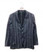 LARDINIラルディーニ）の古着「LIKNIT コットンリネンテーラードジャケット」｜ネイビー