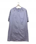 TOMORROW LAND collectionトゥモローランドコレクション）の古着「ハイカウントコットンシャンブレー ギャザーワンピース」｜ブルー