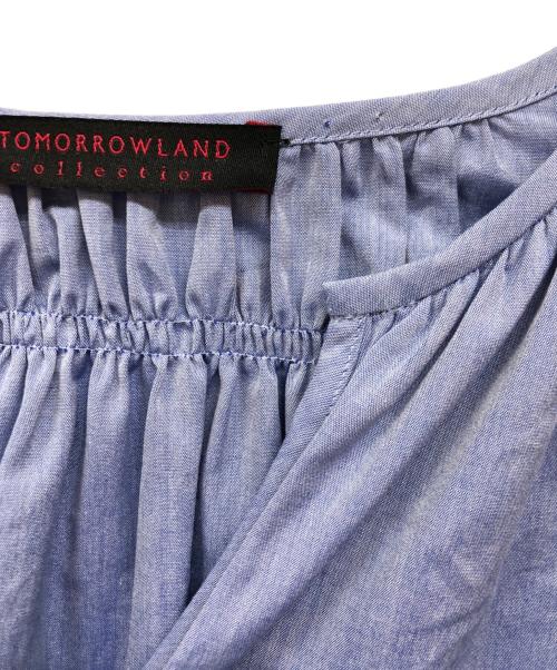 TOMORROW LAND collection（トゥモローランドコレクション）TOMORROW LAND collection (トゥモローランドコレクション) ハイカウントコットンシャンブレー ギャザーワンピース ブルー サイズ:34の古着・服飾アイテム