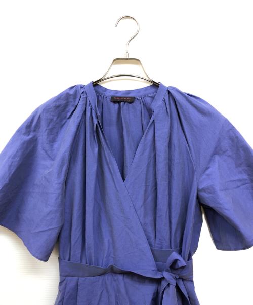 TOMORROW LAND（トゥモローランド）TOMORROW LAND (トゥモローランド) コットンシルクシャンブレー カシュクールワンピース ブルー サイズ:34の古着・服飾アイテム