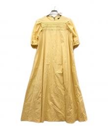 TOMORROW LAND collection（トゥモローランドコレクション）の古着「コットンドッピオタイプライター パフスリーブワンピース」｜イエロー