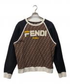 FENDI×FILAフェンディ×フィラ）の古着「ズッカ柄ロゴスウェット」｜ブラウン×ブラック