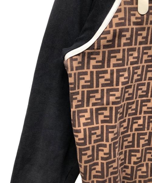 FENDI（フェンディ）FENDI (フェンディ) FILA (フィラ) ズッカ柄ロゴスウェット ブラウン×ブラック サイズ:Lの古着・服飾アイテム