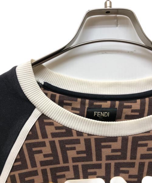 FENDI（フェンディ）FENDI (フェンディ) FILA (フィラ) ズッカ柄ロゴスウェット ブラウン×ブラック サイズ:Lの古着・服飾アイテム