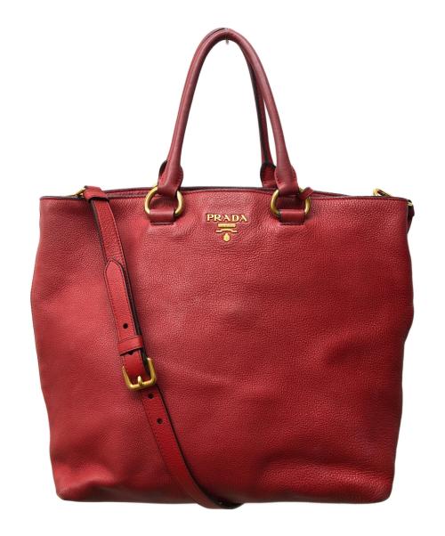 PRADA（プラダ）PRADA (プラダ) VITELLO PHENIX 2WAY レザートートバッグ レッドの古着・服飾アイテム