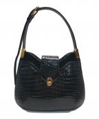 クロコハンドバッグクロコハンドバッグ）の古着「クロコハンドバッグ」｜ブラック