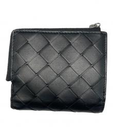 BOTTEGA VENETA（ボッテガベネタ）の古着「イントレチャート 二つ折りファスナーウォレット」｜ブラック