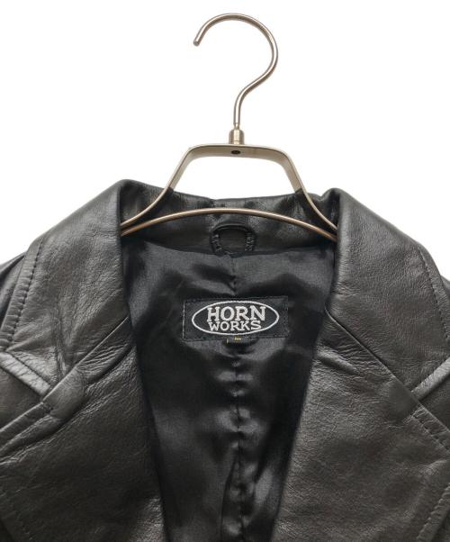 HORN WORKS（ホーンワークス）HORN WORKS (ホーンワークス) レザーテーラードジャケット ブラック サイズ:Mの古着・服飾アイテム