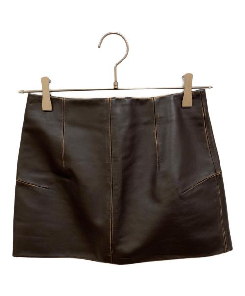 MM6 Maison Margiela（エムエムシックスメゾンマルジェラ）MM6 Maison Margiela (エムエムシックスメゾンマルジェラ) レザーミニスカート ブラウン サイズ:サイズ不明の古着・服飾アイテム