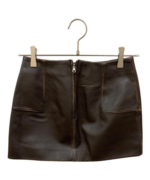 MM6 Maison Margiela（エムエムシックスメゾンマルジェラ）MM6 Maison Margiela (エムエムシックスメゾンマルジェラ) レザーミニスカート ブラウン サイズ:サイズ不明の古着・服飾アイテム