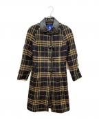 BURBERRY BLUE LABELバーバリー ブルー レーベル）の古着「襟レザーノバチェックコート」｜ブラック