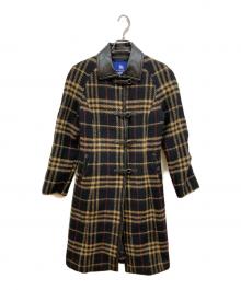 BURBERRY BLUE LABEL（バーバリー ブルー レーベル）の古着「襟レザーノバチェックコート」｜ブラック