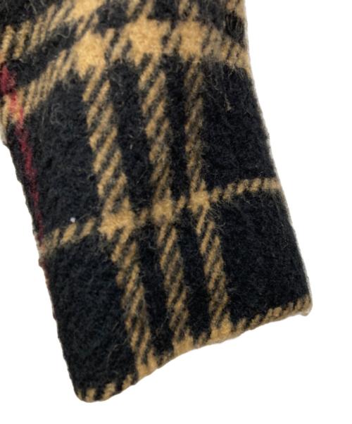 BURBERRY BLUE LABEL（バーバリー ブルー レーベル）BURBERRY BLUE LABEL (バーバリー ブルー レーベル) 襟レザーノバチェックコート ブラック サイズ:サイズ38の古着・服飾アイテム